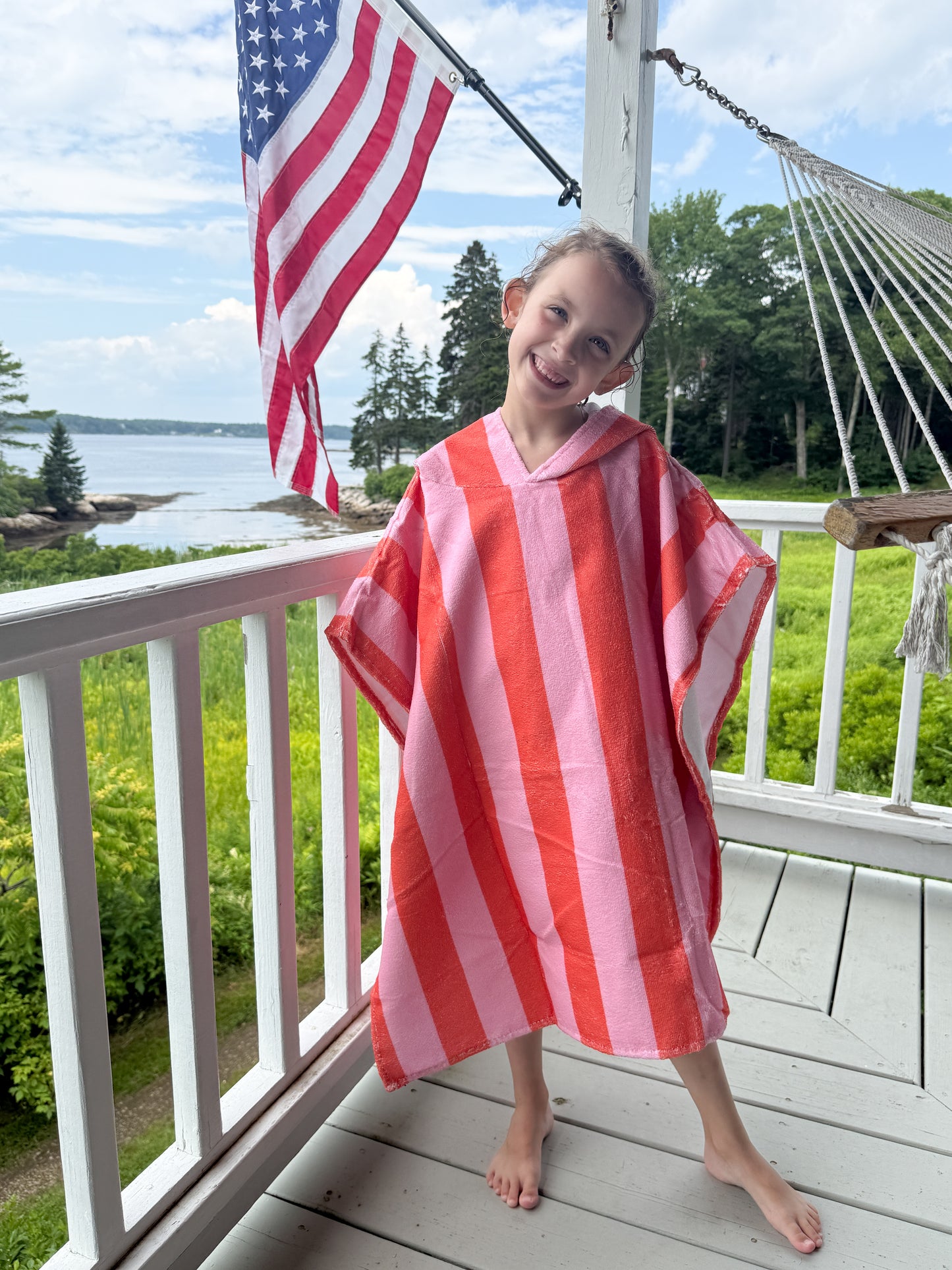 Cabana Stripe Beach Towel Poncho