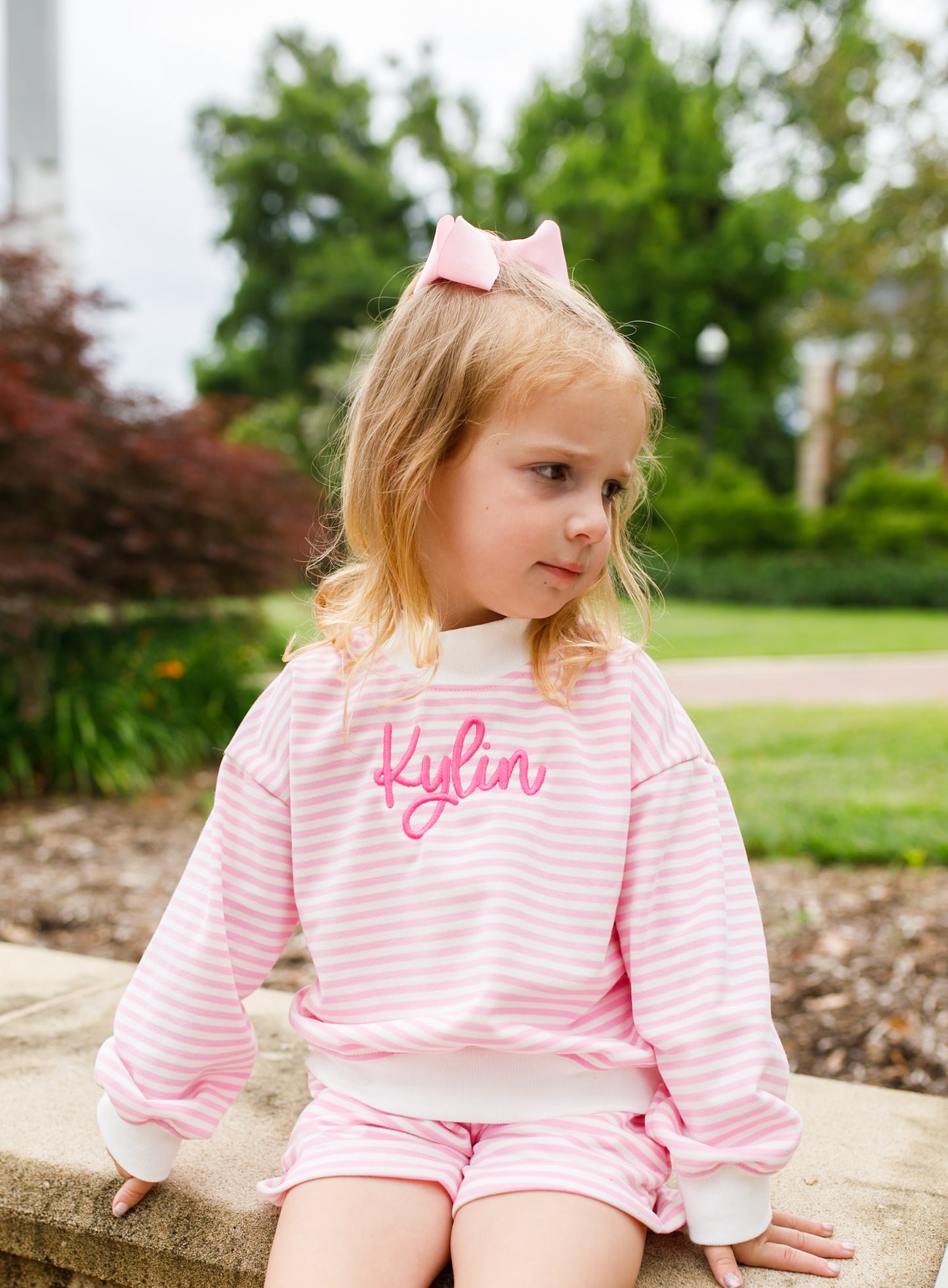 PREORDER Girls Striped Mock Neck Shorts Set *mid-September