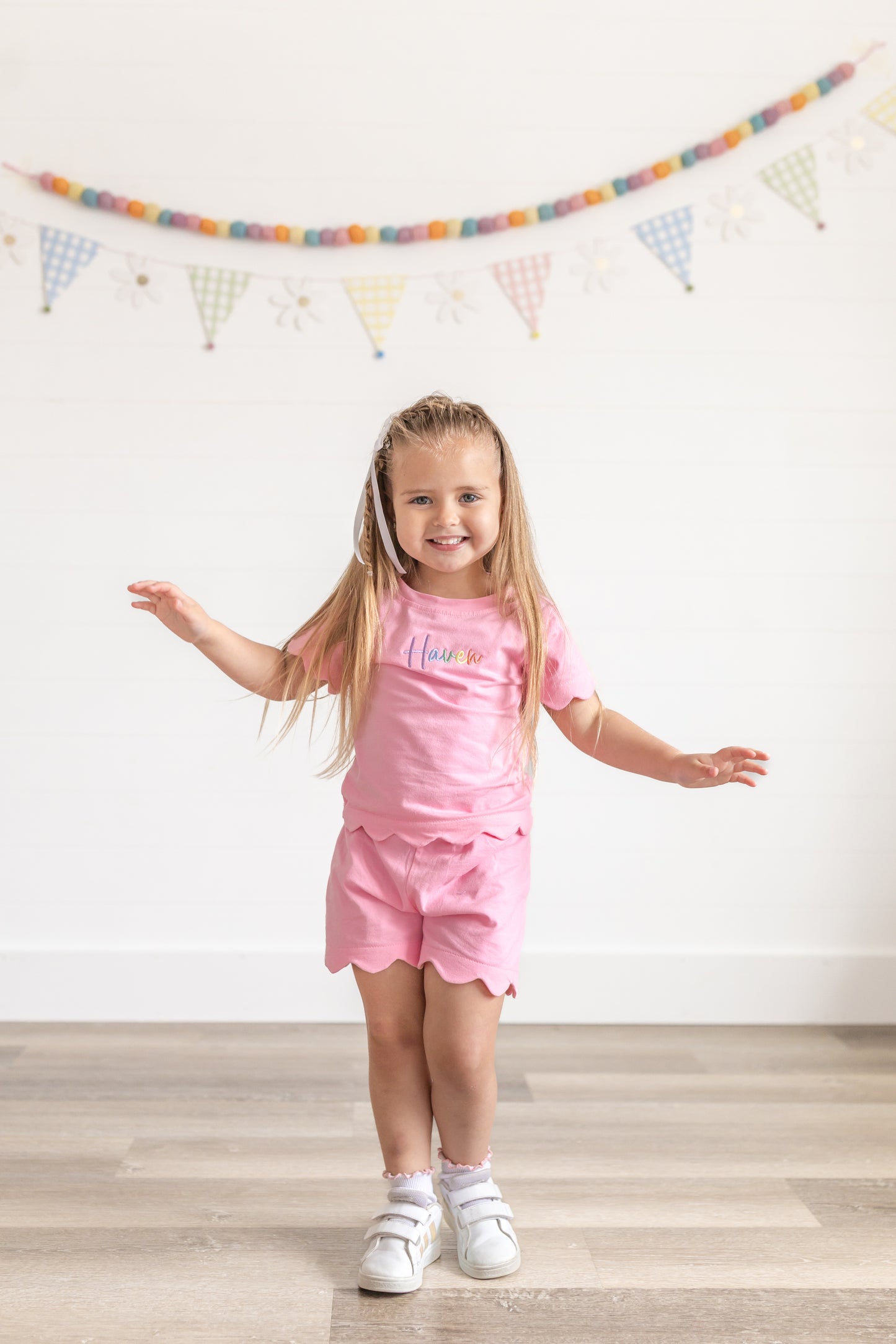 Scalloped Shorts Set - Pink or Purple