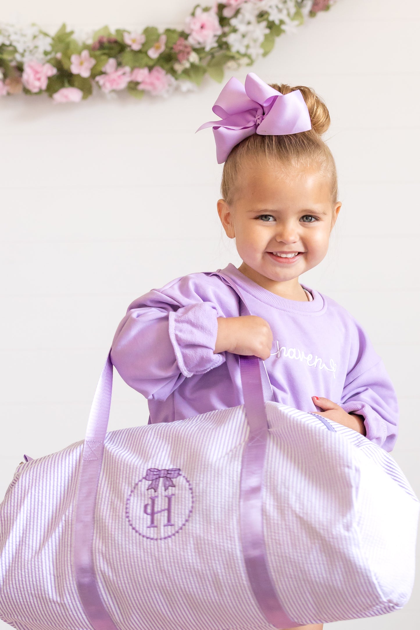 Seersucker Striped Duffle Bag - Pink, Purple or Navy