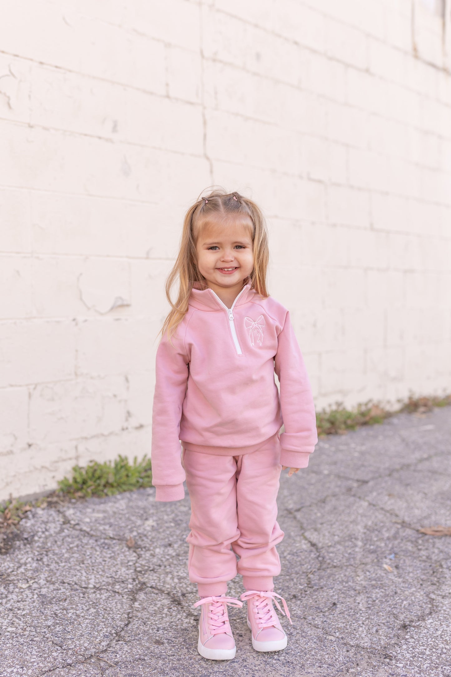 Blank Organic Cotton Quarter-Zip Set - Pink