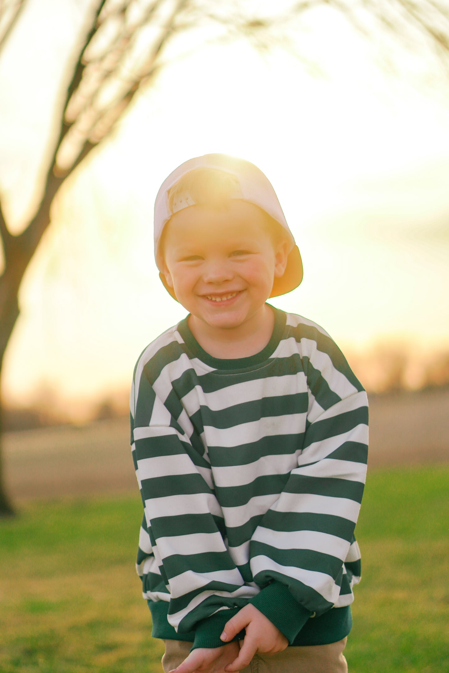 Crewneck Sweatshirt - Green & White Stripes