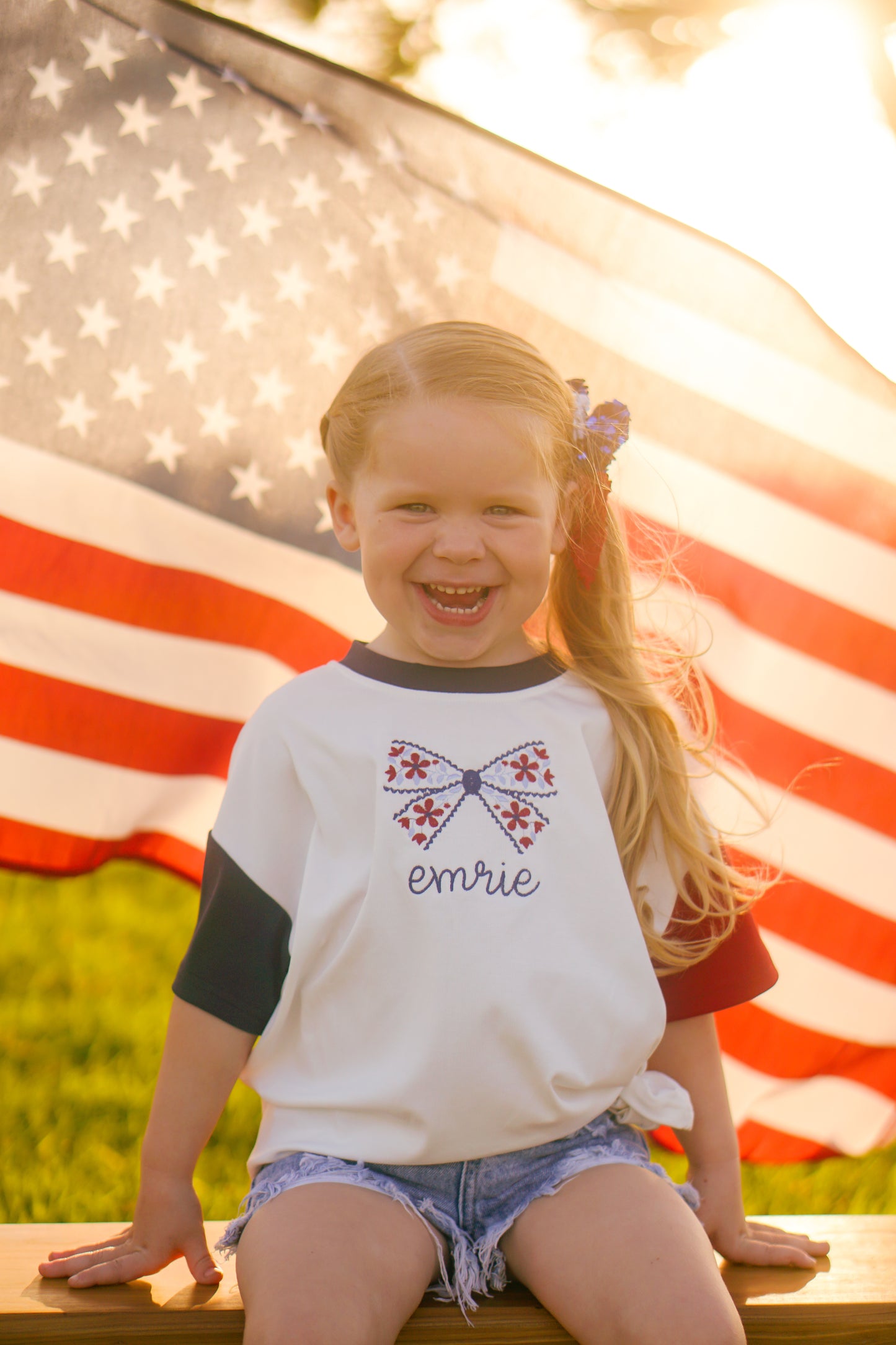 4th of July Colorblock Oversized Tee - Red White & Blue