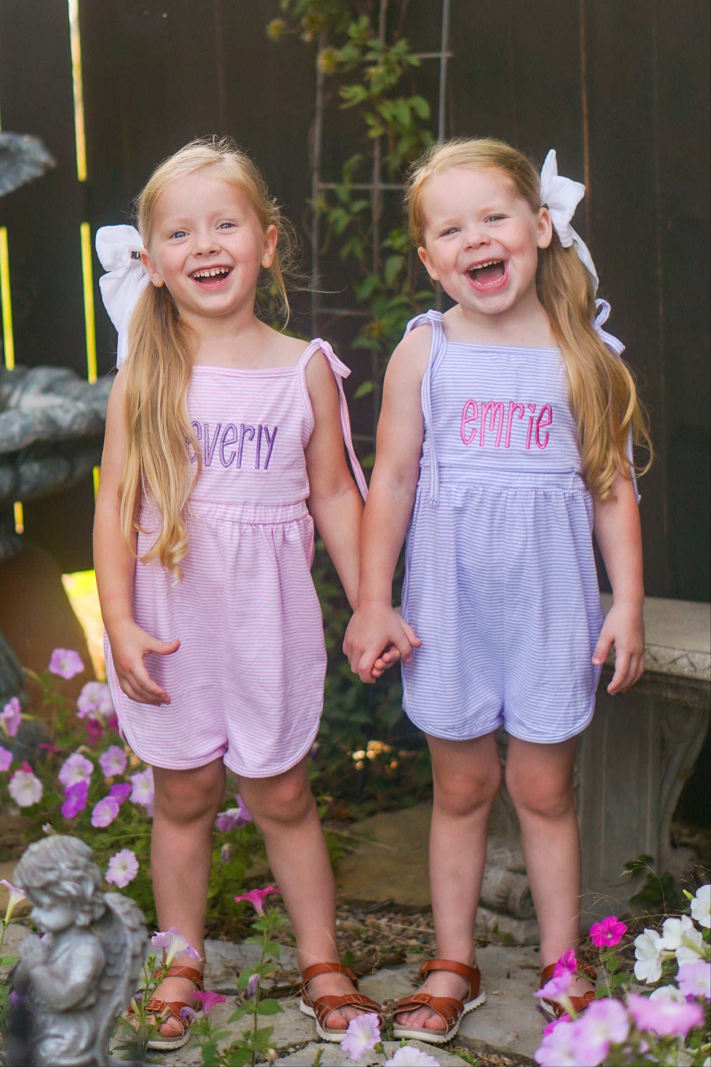 Girls Tie-Strap Striped Romper - more colors