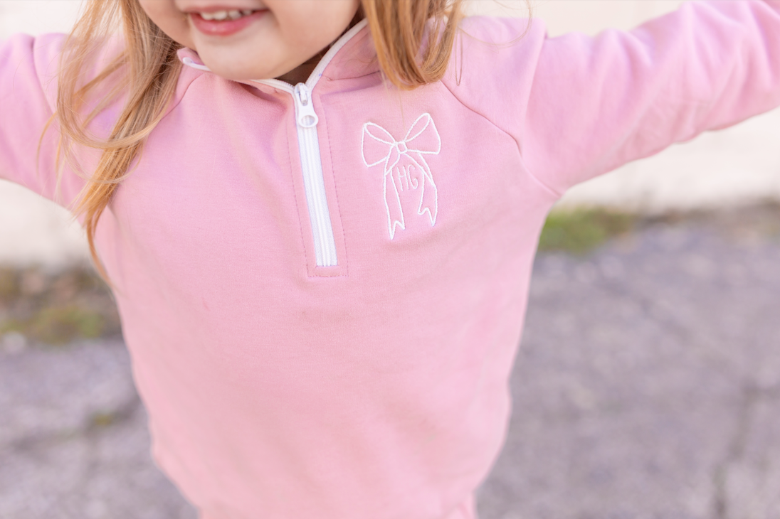 Blank Organic Cotton Quarter-Zip Set - Pink