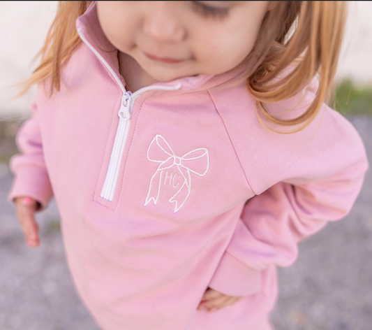 Blank Organic Cotton Quarter-Zip Set - Pink