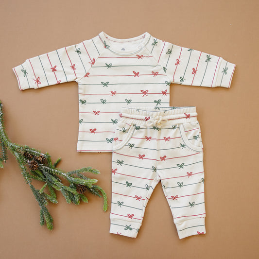 Tied with a Bow Christmas Organic Cotton Set *0-3 & 3-6 months