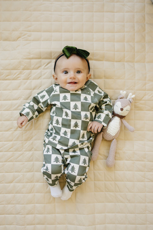 Checkered Christmas Trees Organic Cotton Set *0-3 & 3-6 months