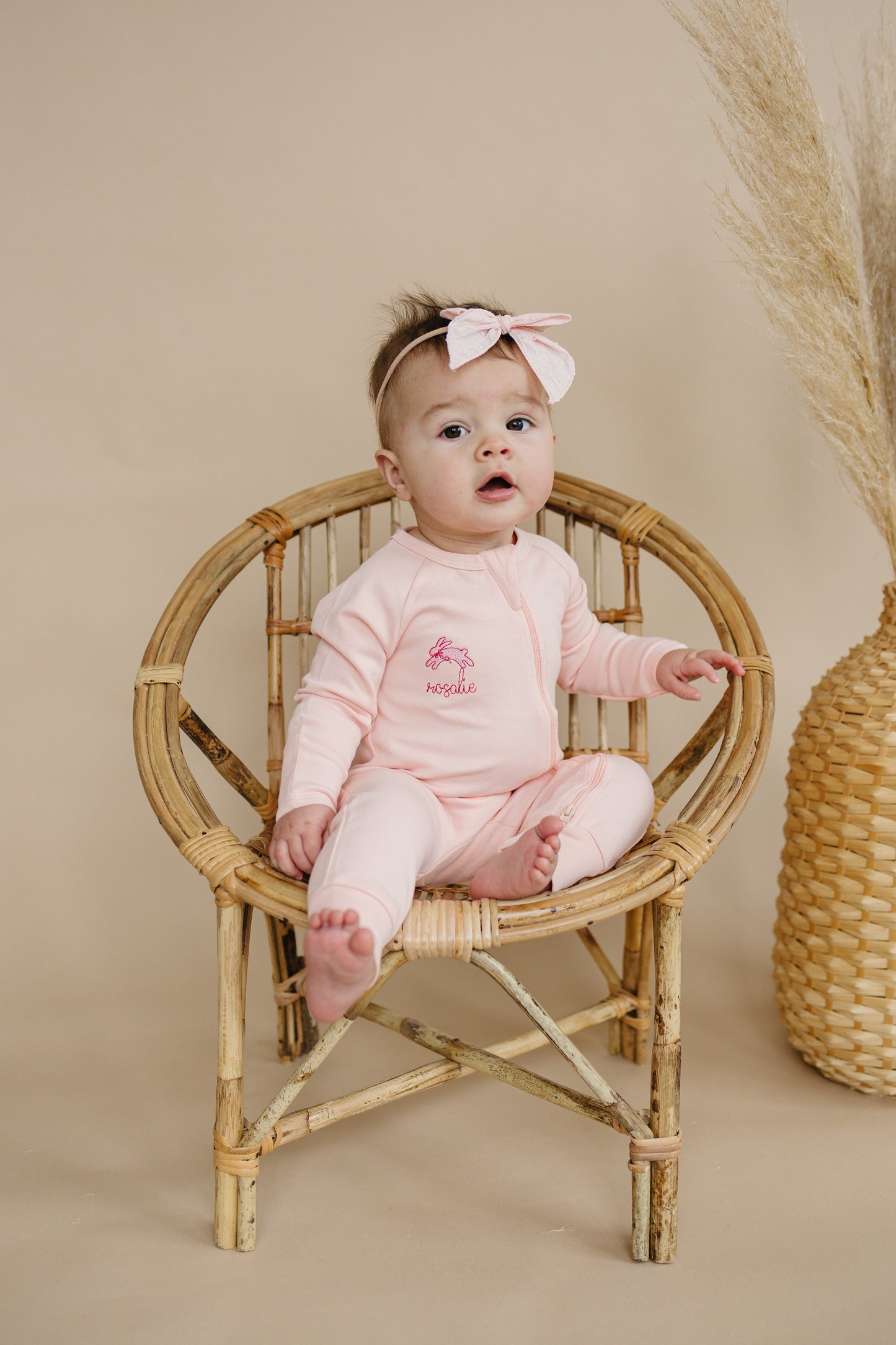 Blank Organic Cotton Zippy Romper - Pink