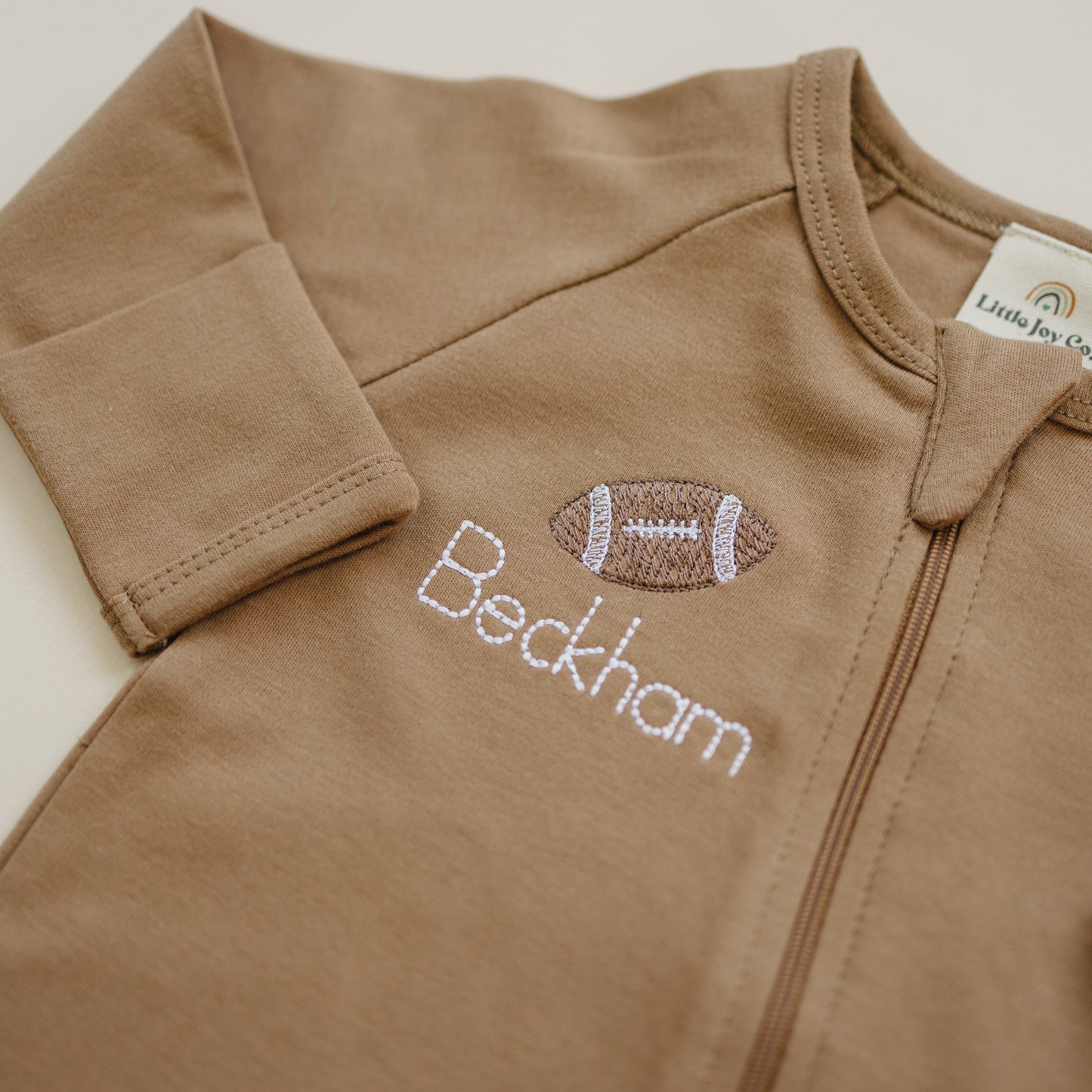 Organic Cotton Zipper Romper - Brown