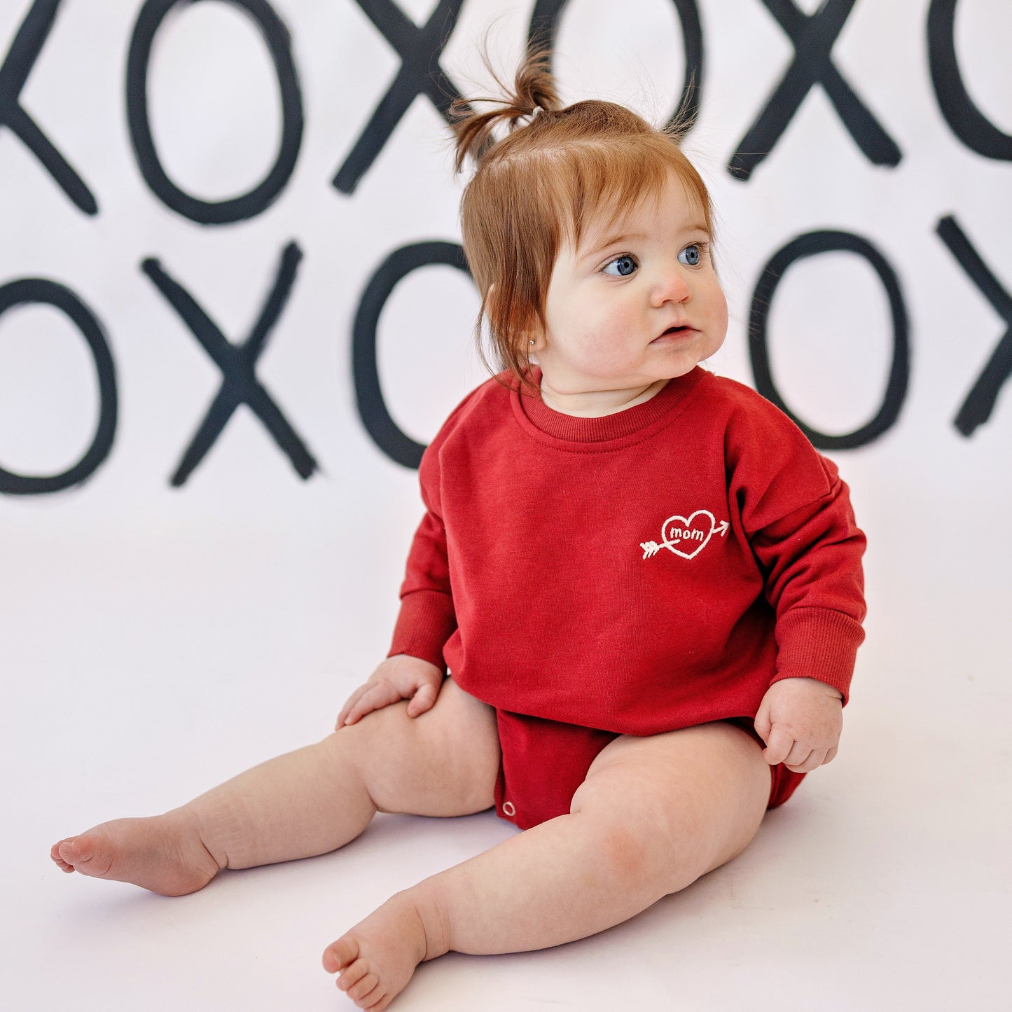 Sweatshirt Romper - Red