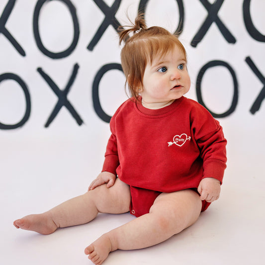 Sweatshirt Romper - Red