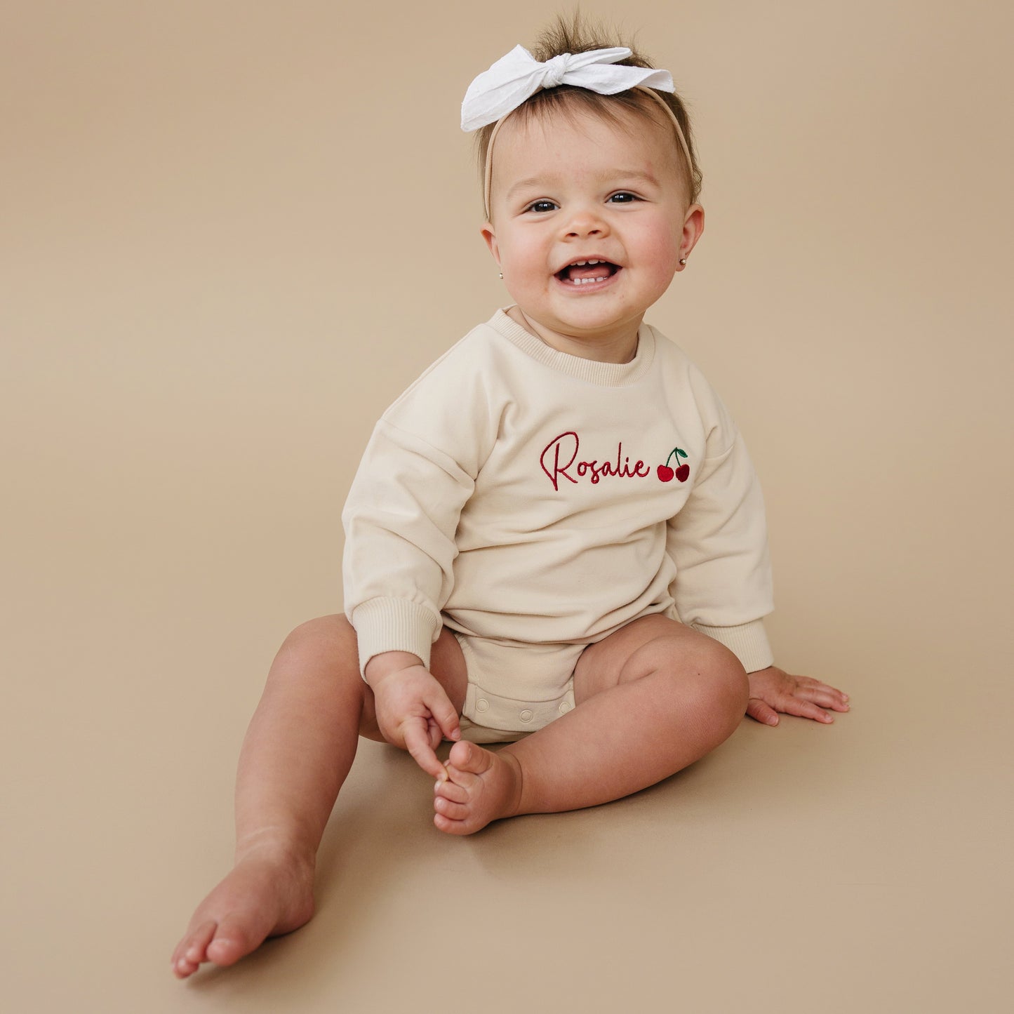 Organic Cotton Sweatshirt Bubble Romper - Sage or Cream