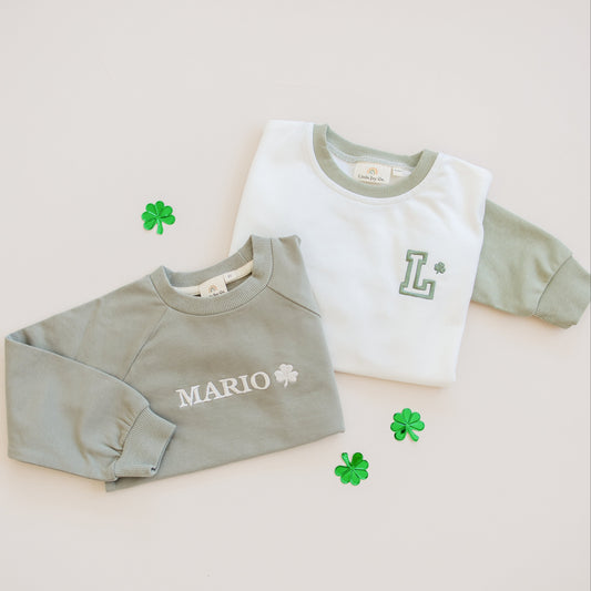 Colorblock Crewneck Sweatshirt - St. Patrick's Day Green & White