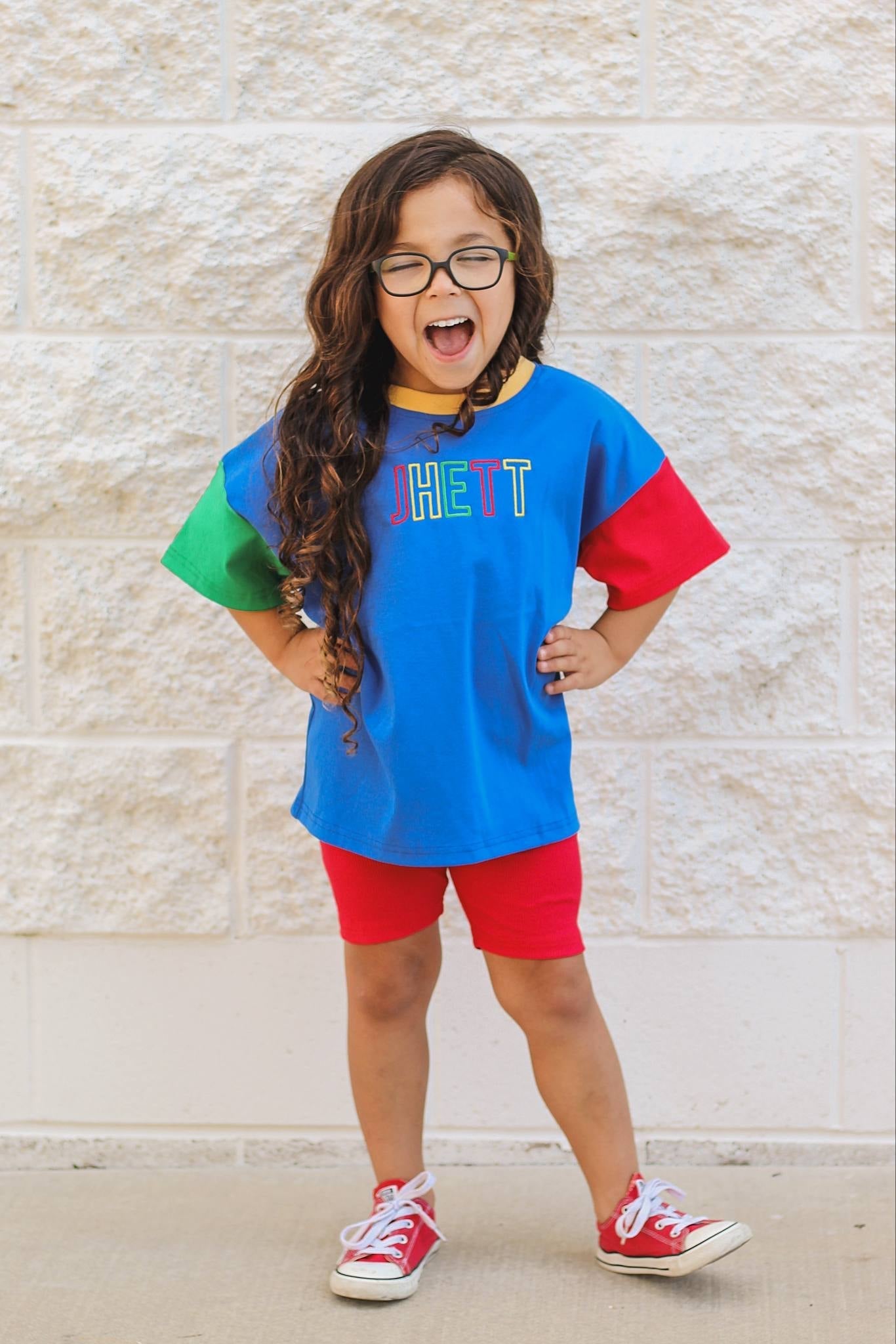 PRESALE 90s Colorblock Oversized Tee w/Optional Biker Shorts *mid-July