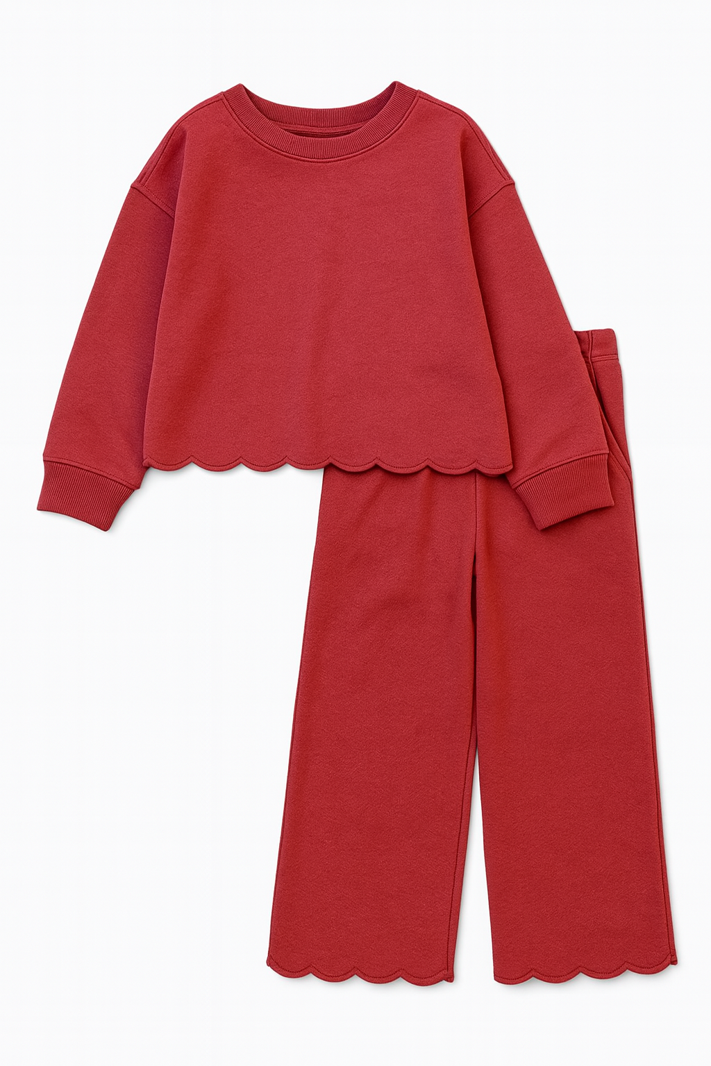 Girls Christmas Scalloped Set - Red, Cream, Green or Brown