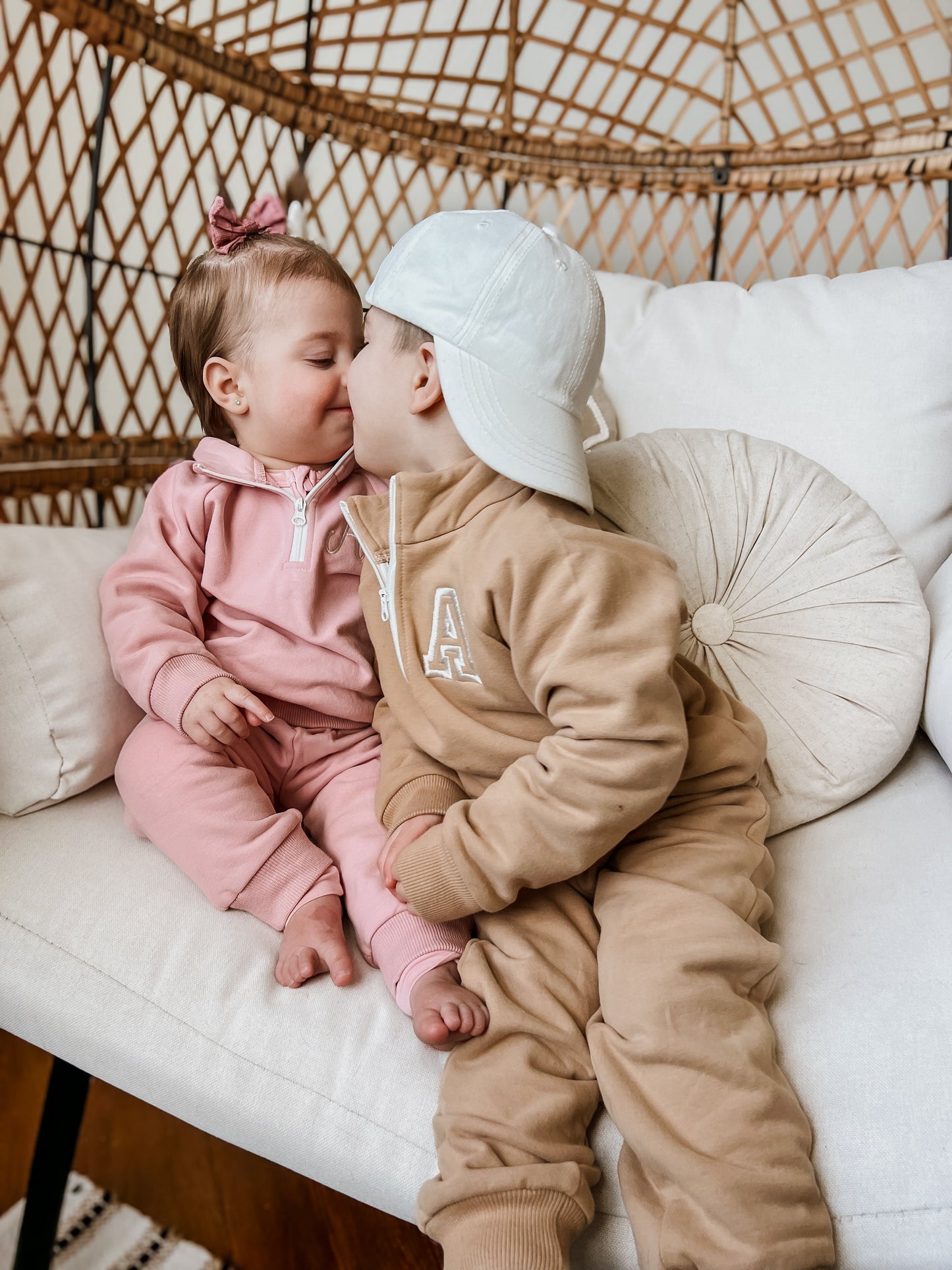 Organic Cotton Quarter-Zip Set - Tan