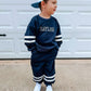 Navy Varsity Stripe Jogger Set