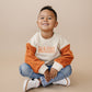 Colorblock Crewneck Sweatshirt - Cream & Orange (Fall/Halloween)