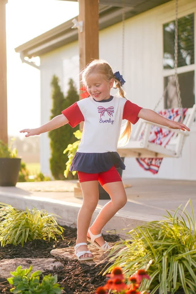 4th of July Colorblock Peplum Set - Top & Shorts
