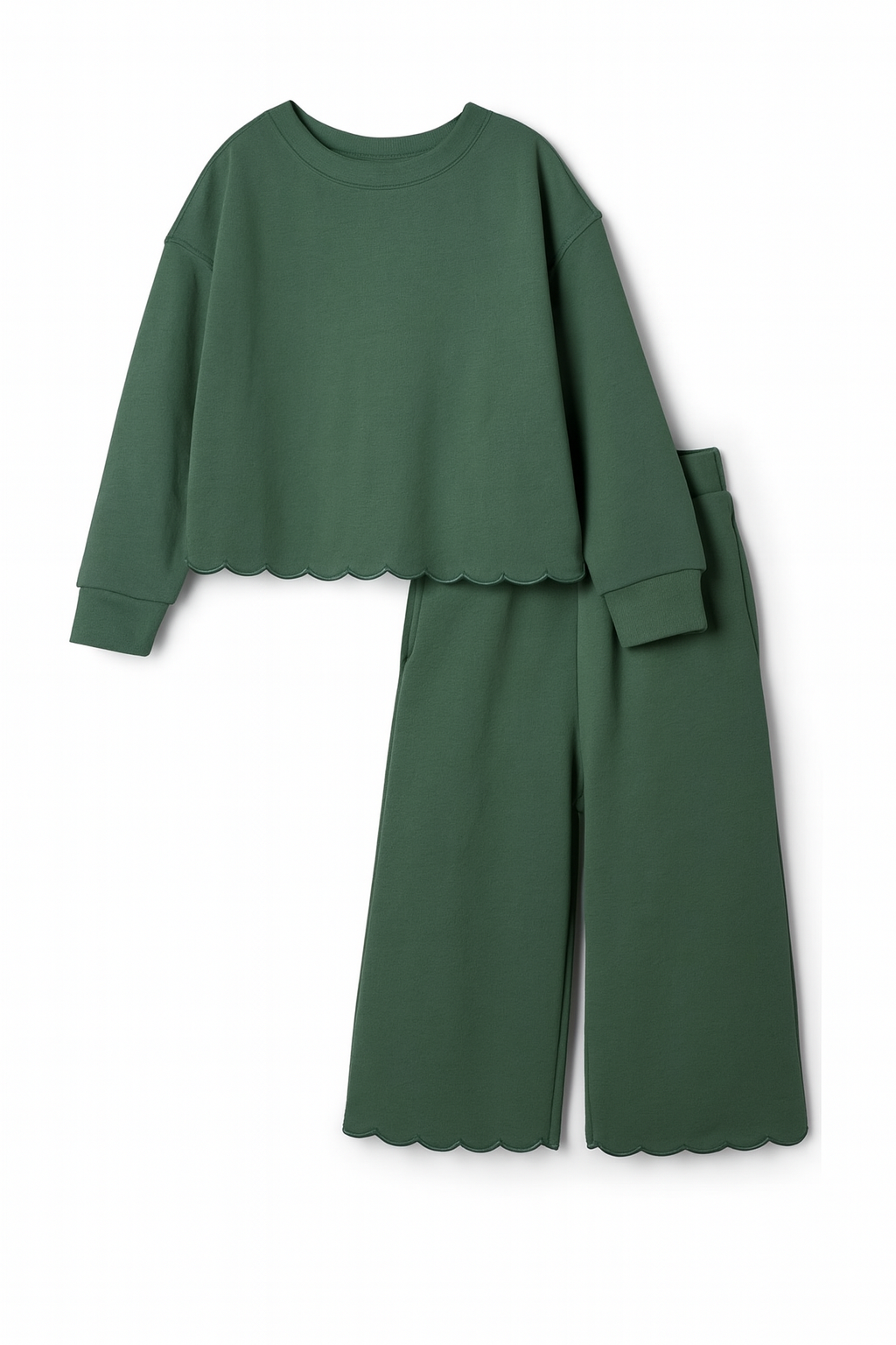 Girls Christmas Scalloped Set - Red, Cream, Green or Brown