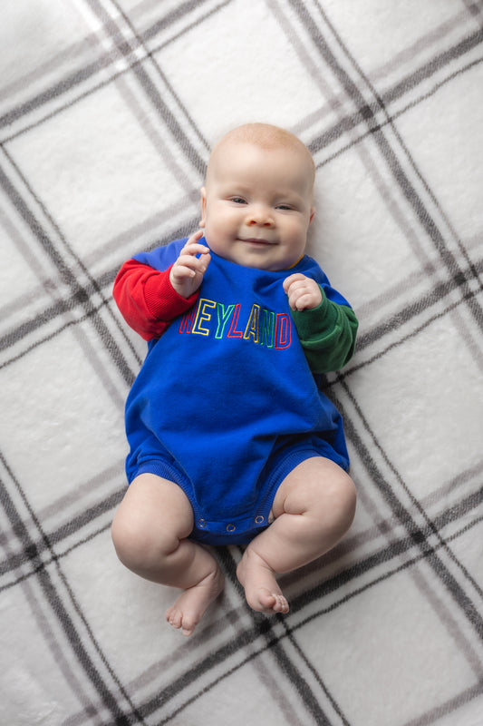 90s Colorblock Sweatshirt Bubble Romper