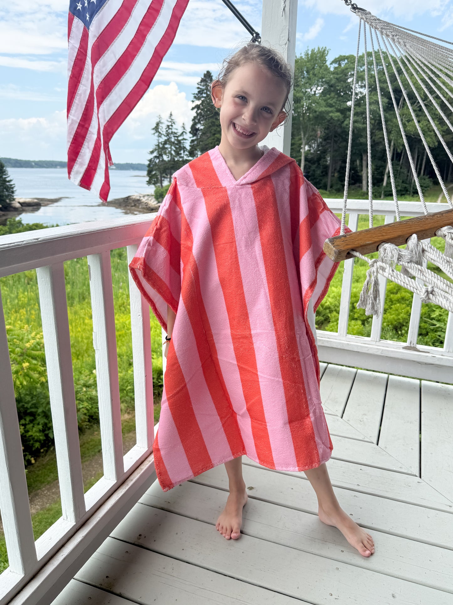 Cabana Stripe Beach Towel Poncho