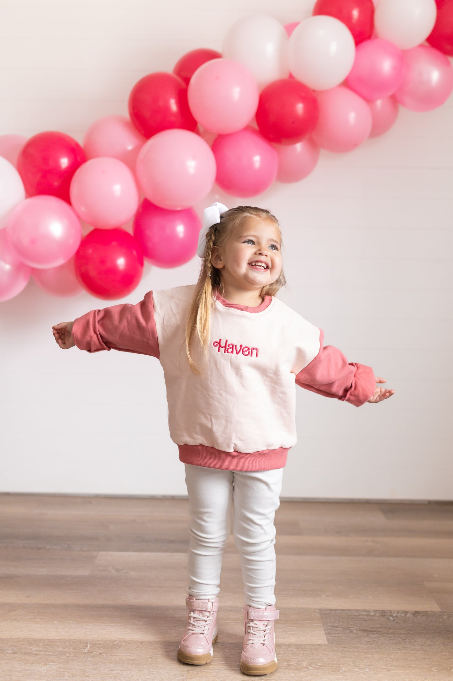 Colorblock Crewneck Sweatshirt - Pinks