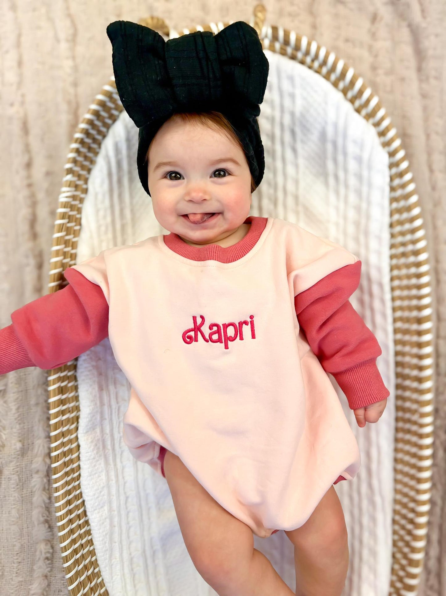 Colorblock Sweatshirt Romper - Pink