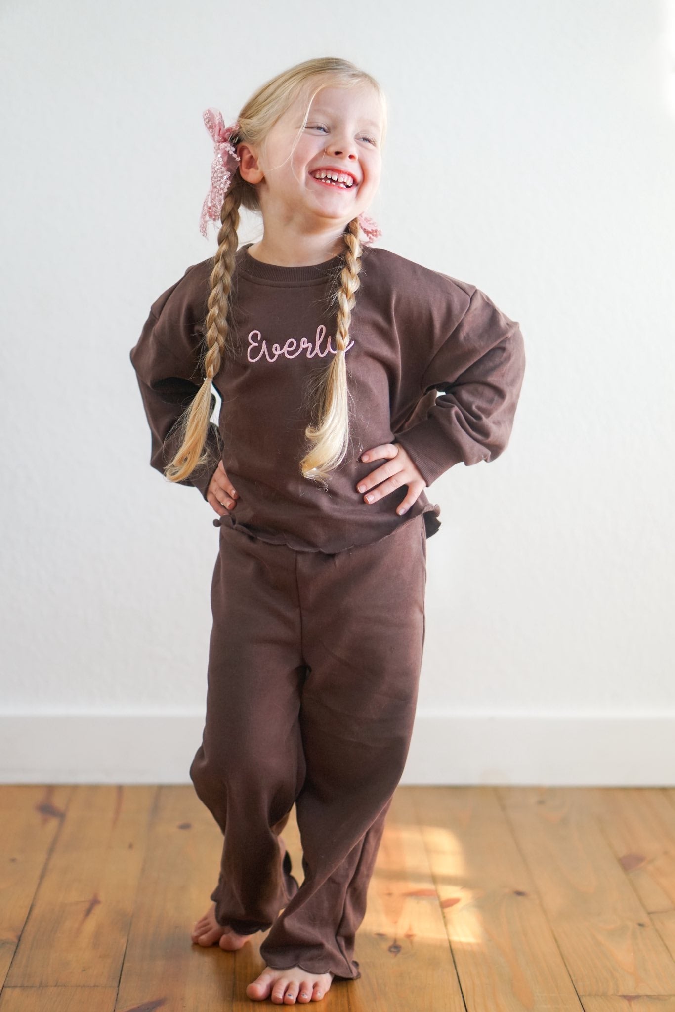 Girls Scalloped Set - Red, Cream, Green or Brown