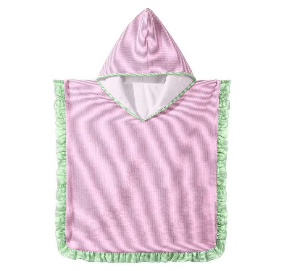 Seersucker Stripe Beach Towel Poncho - more colors