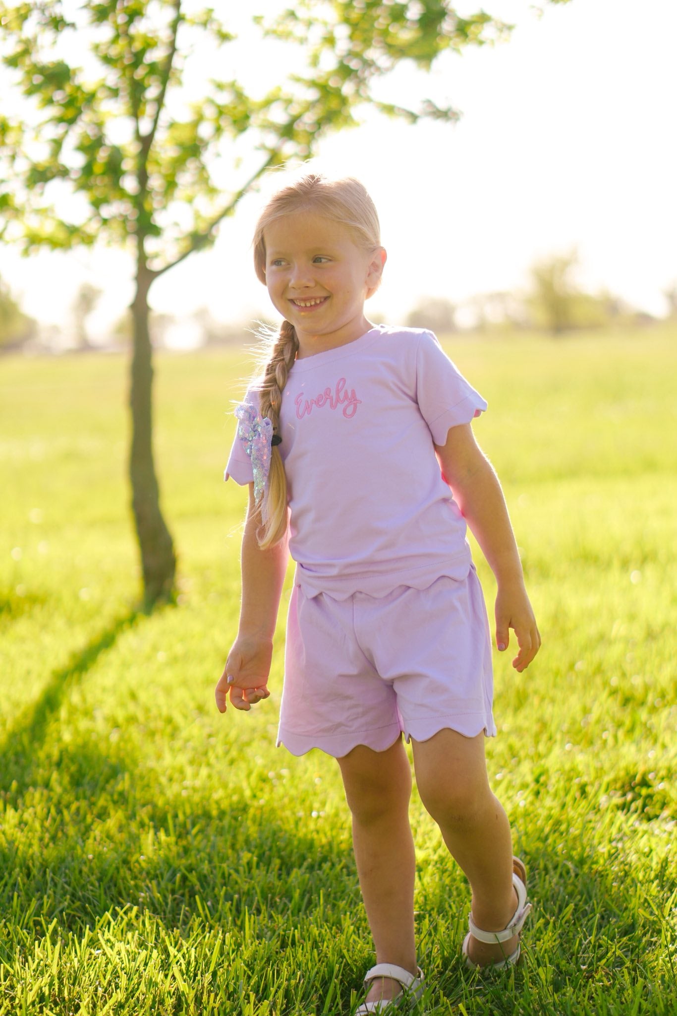 Scalloped Shorts Set - Pink or Purple