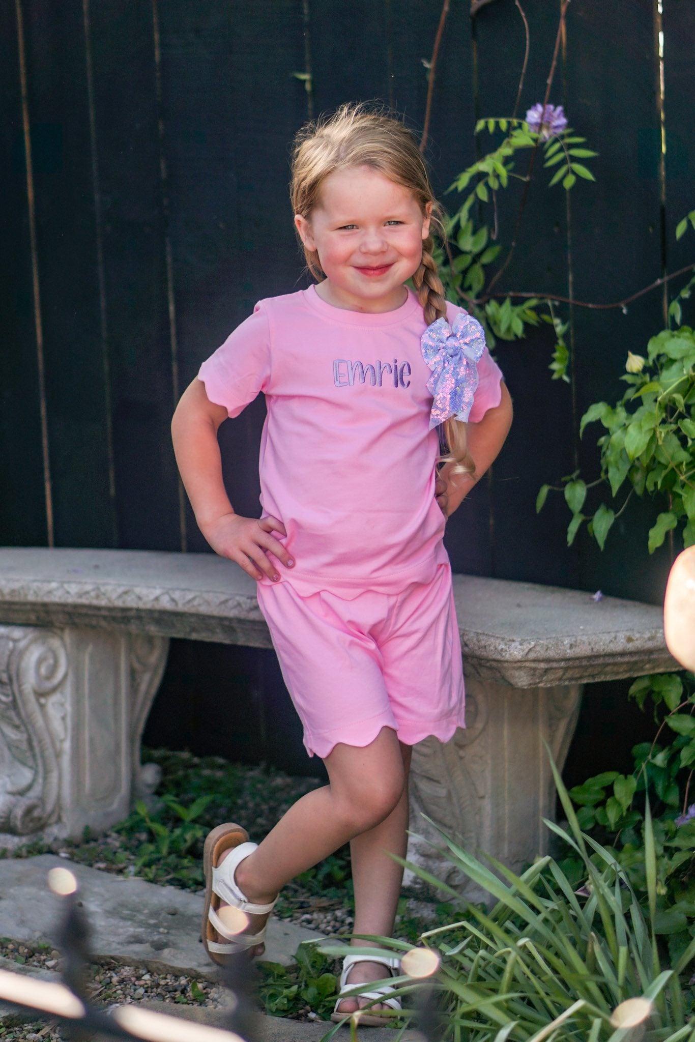 Scalloped Shorts Set - Pink or Purple