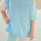 Colorblock Oversized Tee w/Optional Biker Shorts Set - Blue Pastel
