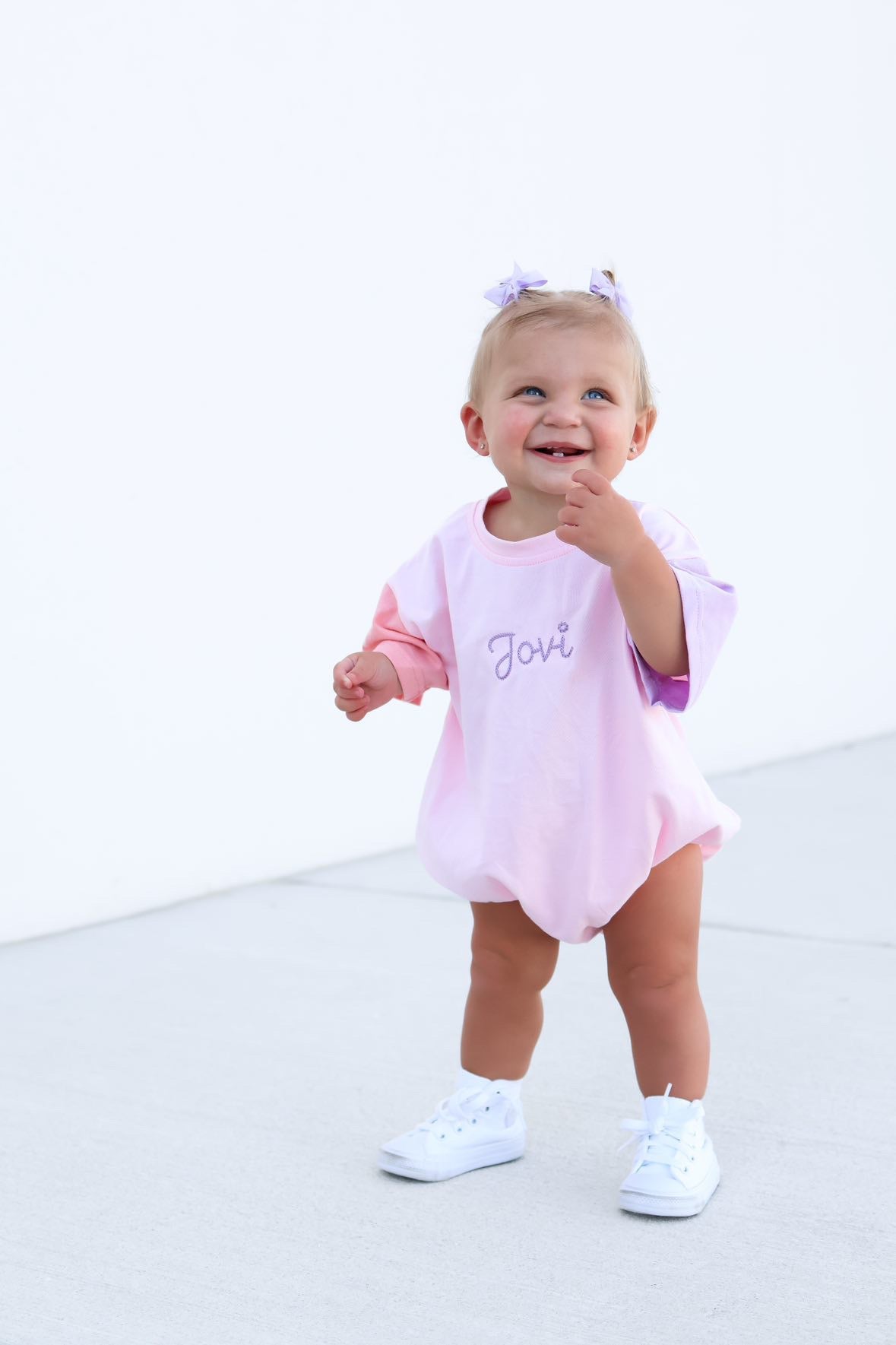 Colorblock T-Shirt Romper or Oversized Tee & Biker Set - Pink & Purple