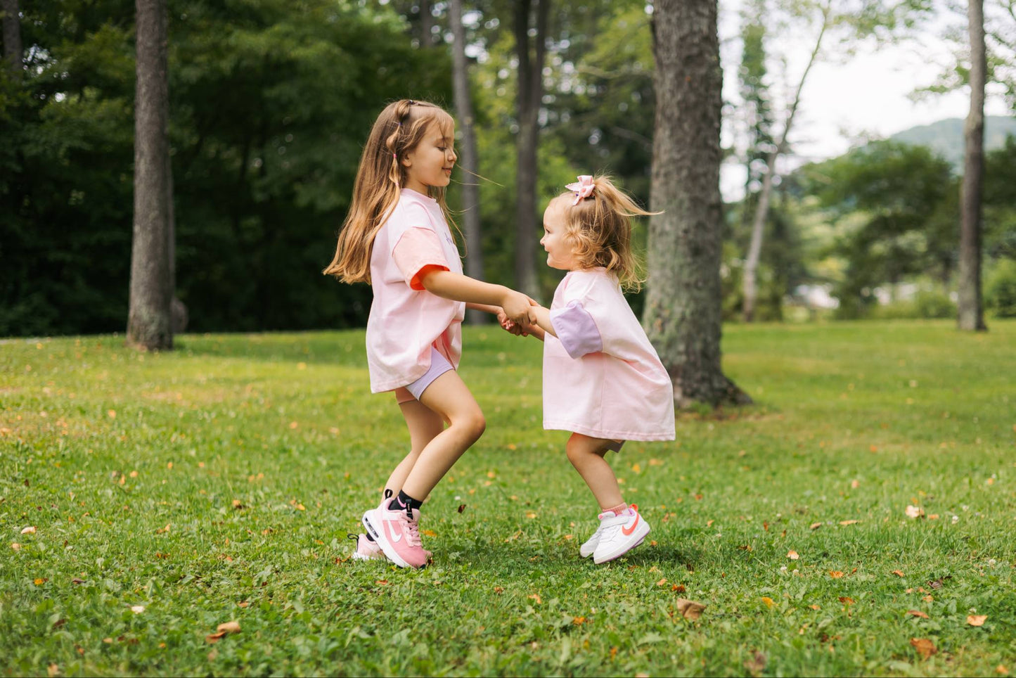 Colorblock T-Shirt Romper or Oversized Tee & Biker Set - Pink & Purple