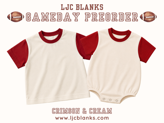 GAMEDAY PRESALE Crimson & Cream Colorblock Oversized Tee or Bubble Romper - Early August