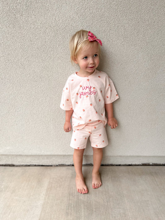 PRESALE Organic Cotton Strawberry Shorts Set
