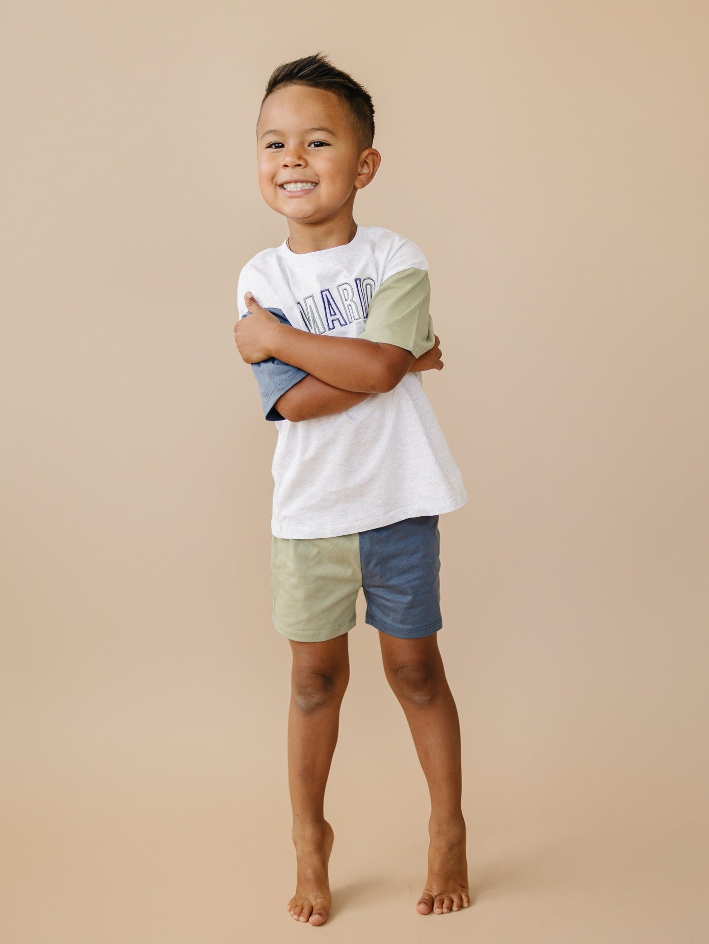 Organic Cotton Colorblock Tee and Shorts Set