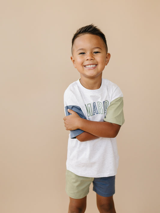 Organic Cotton Colorblock Tee and Shorts Set