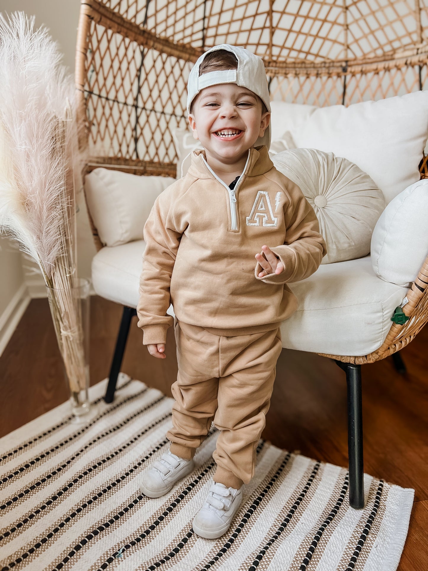 Organic Cotton Quarter-Zip Set - Tan