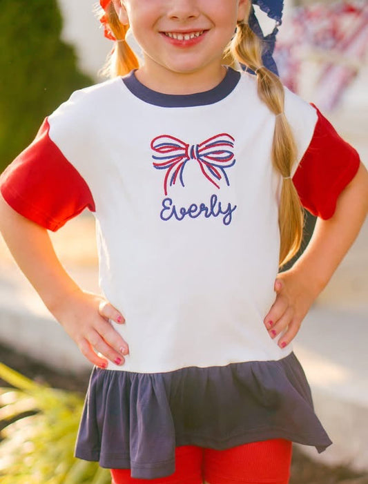 4th of July Colorblock Peplum Set - Top & Shorts