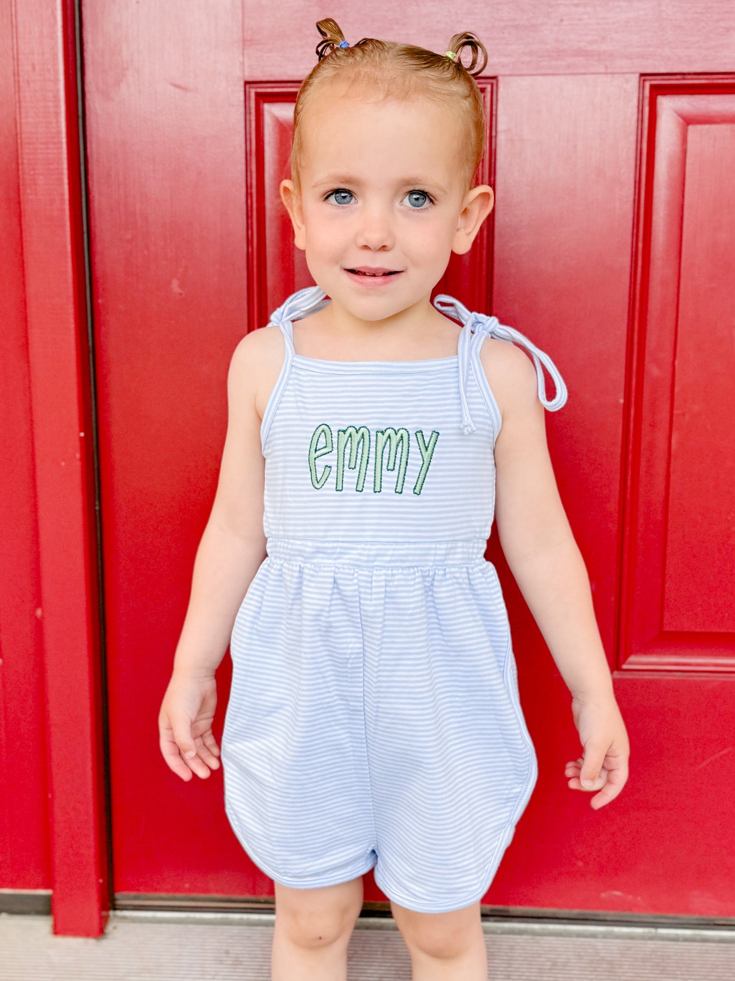 Girls Tie-Strap Striped Romper - more colors