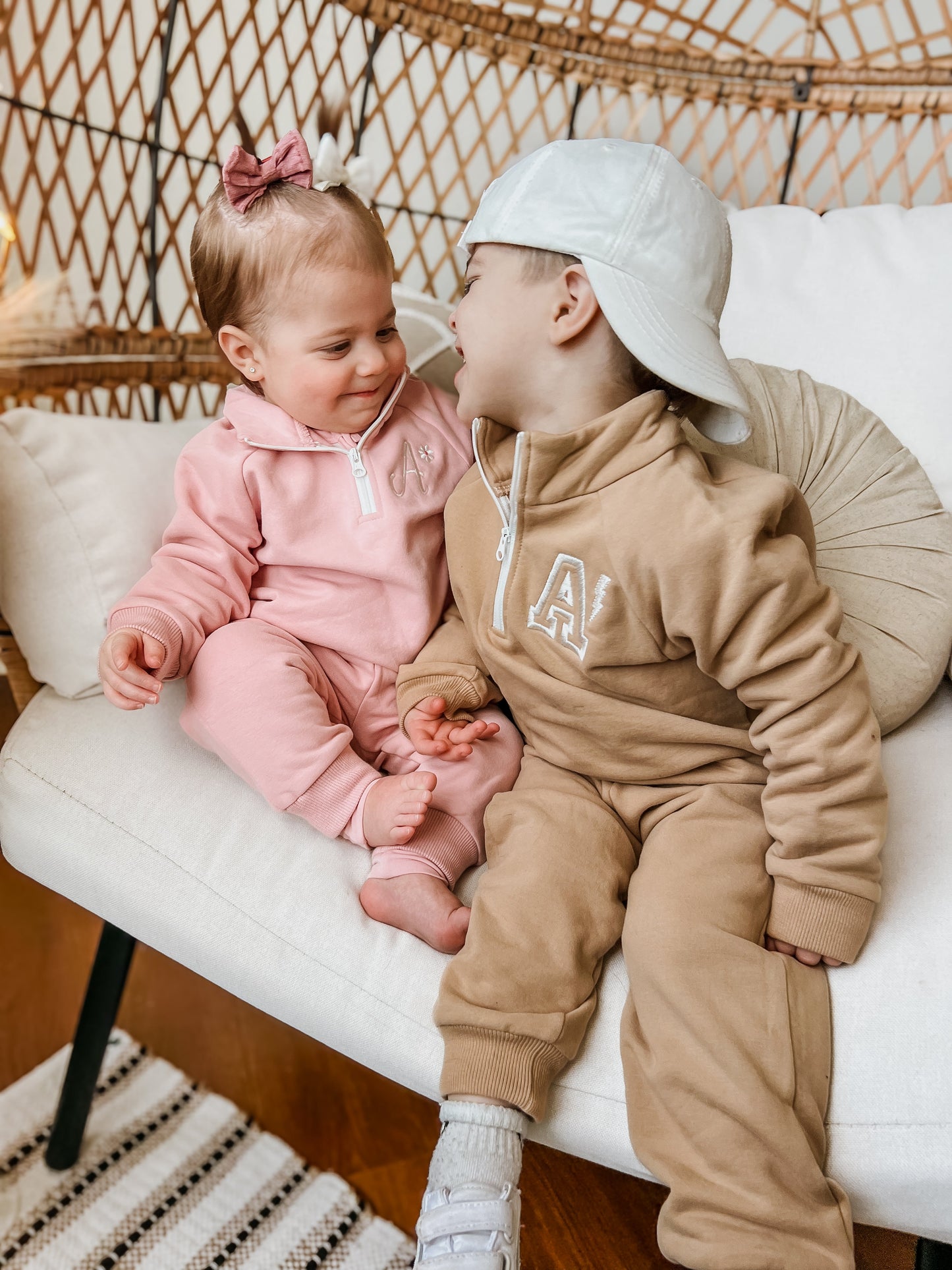 Organic Cotton Quarter-Zip Set - Tan