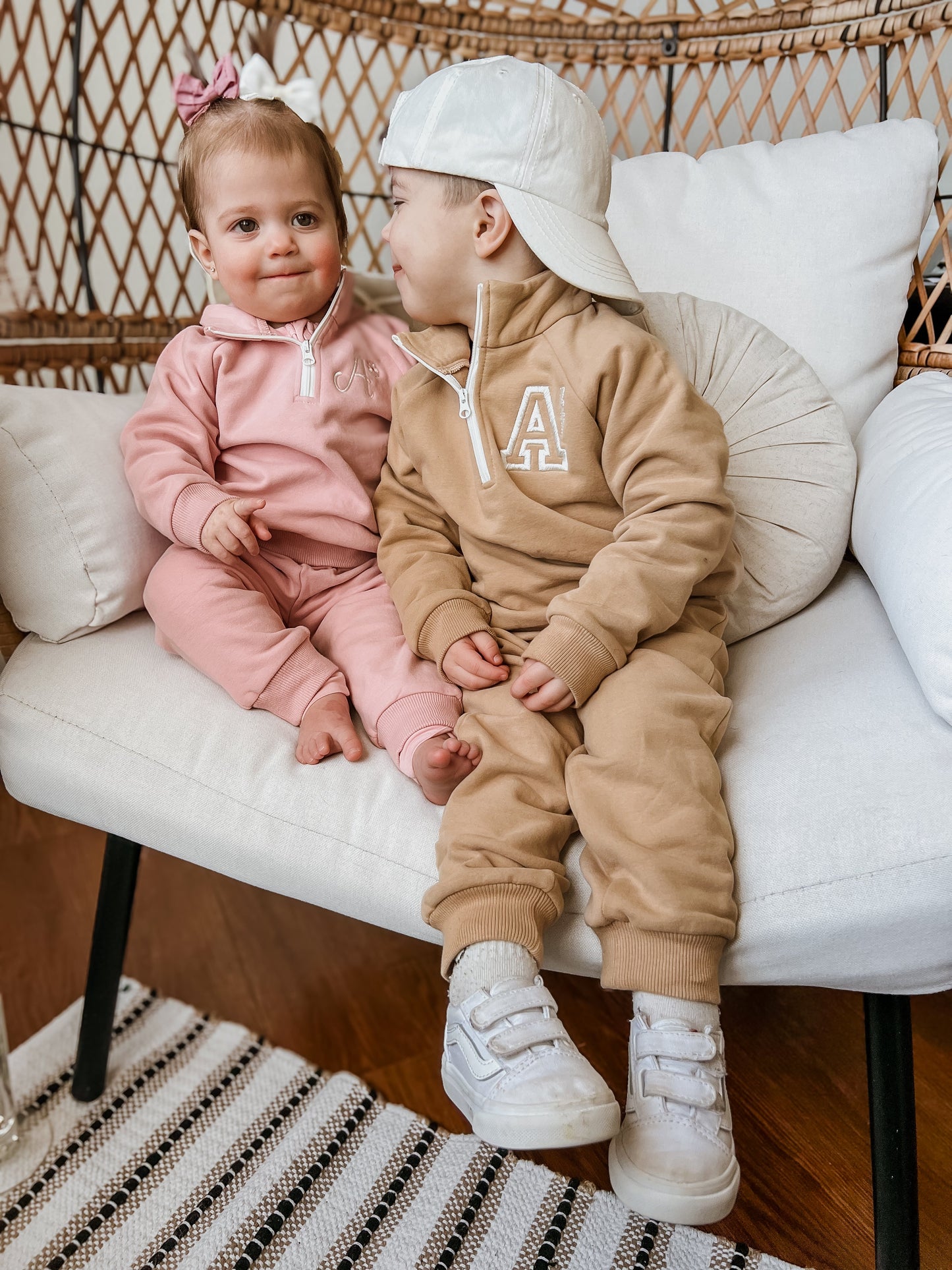 Organic Cotton Quarter-Zip Set - Tan