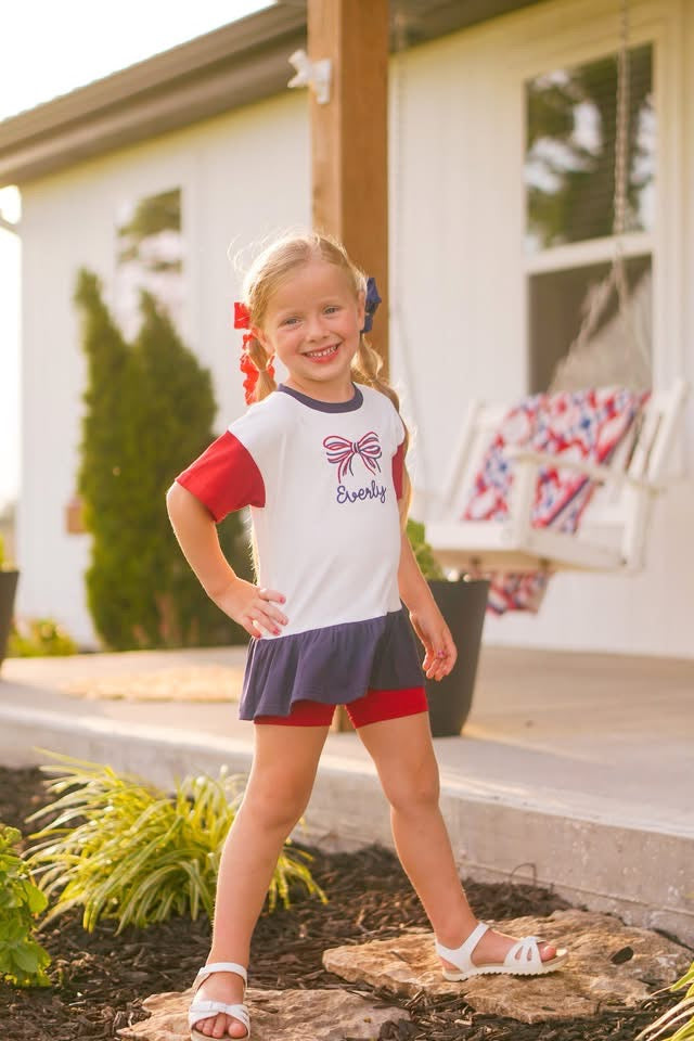 4th of July Colorblock Peplum Set - Top & Shorts