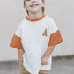 Oversized Tee - Burnt Orange & Cream Colorblock