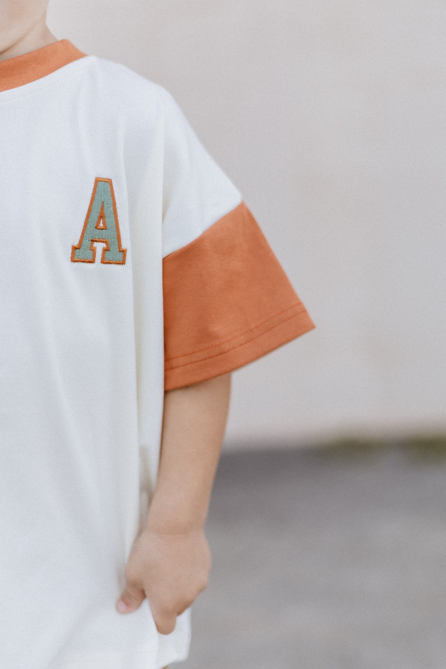 Oversized Tee - Burnt Orange & Cream Colorblock