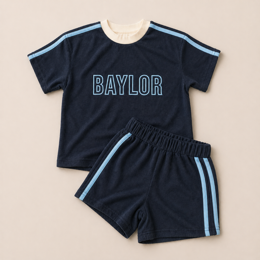 Organic Cotton Terry Varsity Shorts Set