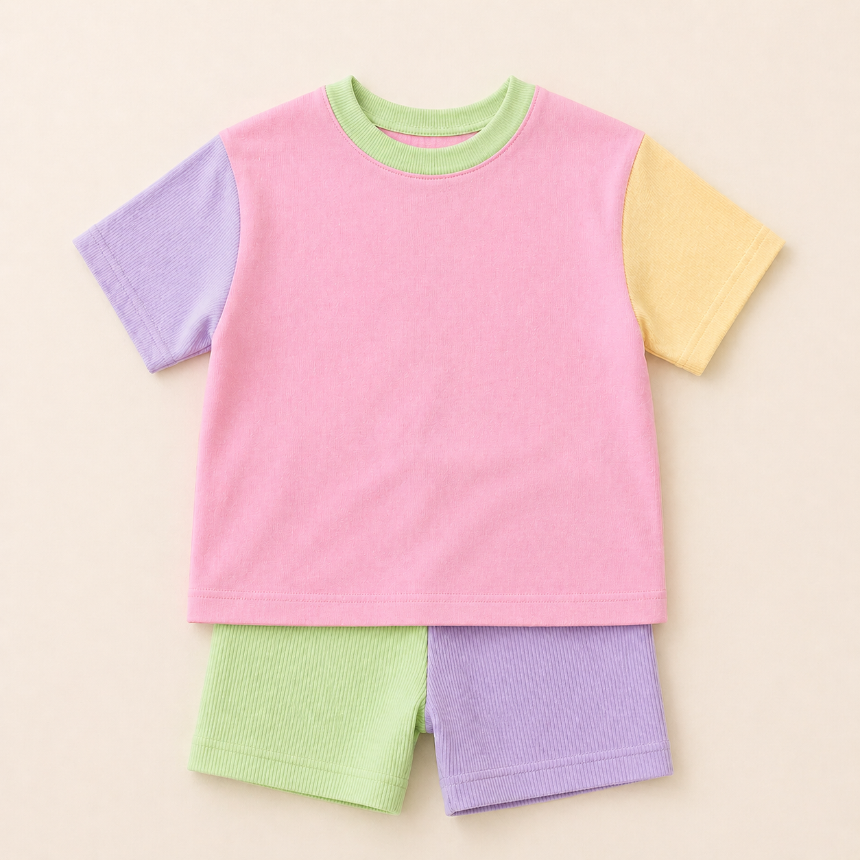 PRESALE Colorblock Oversized Tee or Biker Set - Girls *mid-July